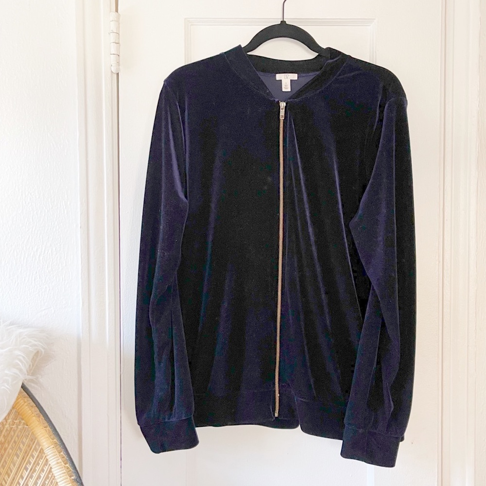 Navy Velvet Bomber Jacket